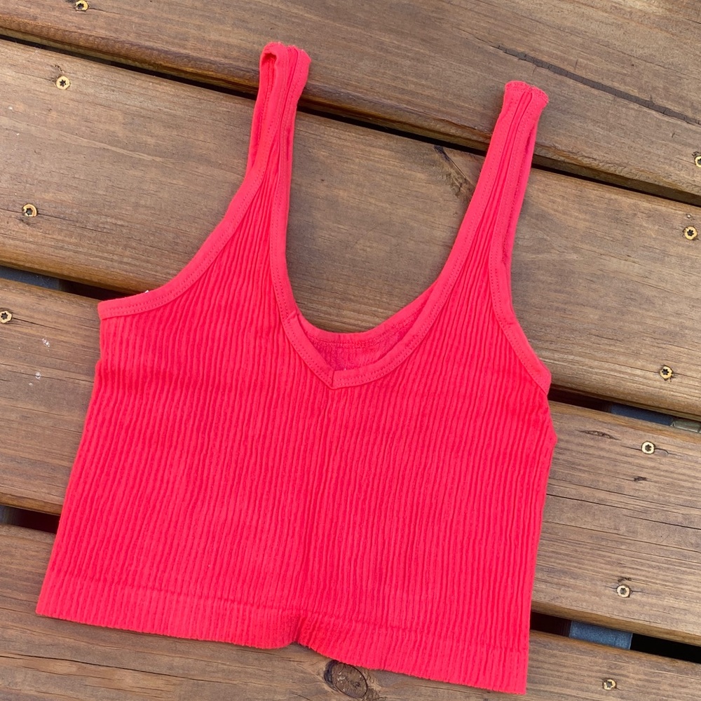 Urban Outfitters Red Ribbed Crop Top